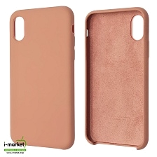 Чехол накладка Silicon Case для APPLE iPhone X, iPhone XS, силикон, бархат, цвет розово бежевый Чехол накладка Silicon Case для APPLE iPhone X, iPhone XS, силикон, бархат, цвет розово бежевый