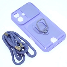 Чехол накладка MULTI FUNCTION 4 в 1 для APPLE iPhone 16, цвет сиреневый