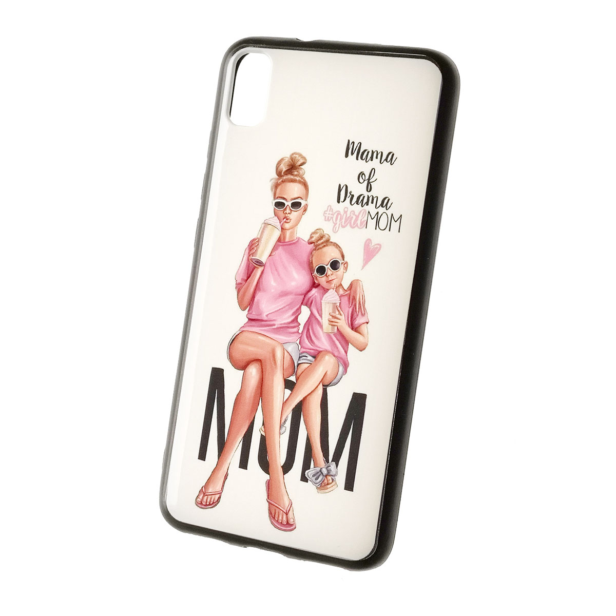Чехол накладка для XIAOMI Redmi 7A, силикон, рисунок Mama of Drama girl MOM.
