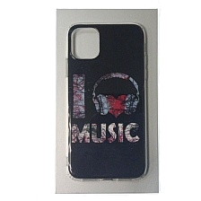 Чехол накладка для APPLE iPhone 11, силикон, рисунок I love Music Чехол накладка для APPLE iPhone 11, силикон, рисунок I love Music