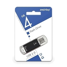 Флешка USB 2.0 4GB SMARTBUY V-Cut (SB4GBVC-K), цвет черный