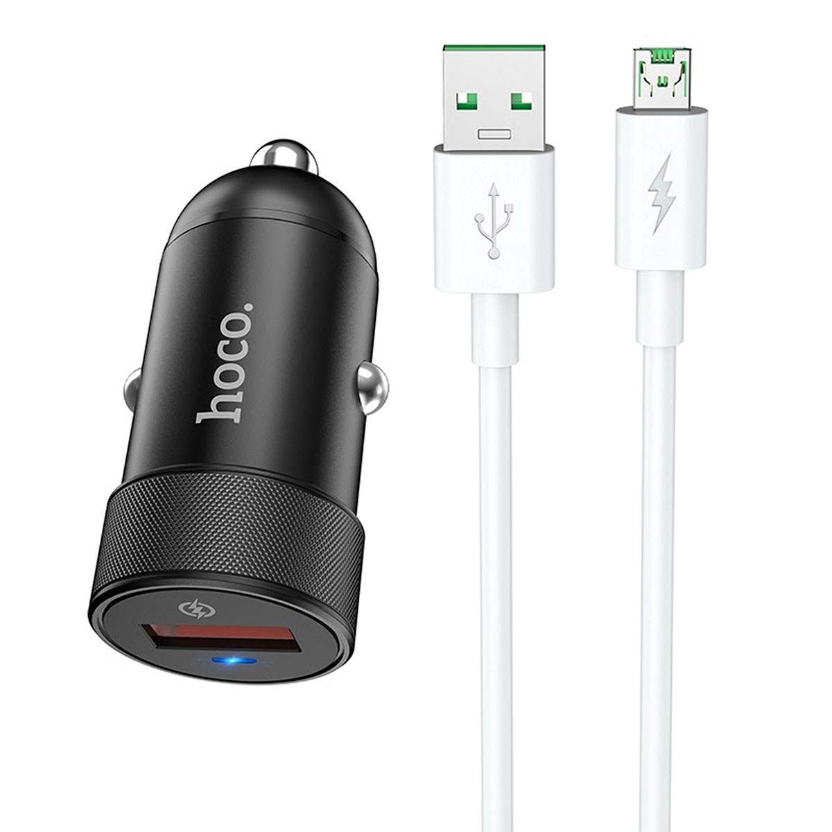 HOCO Z32A Flash АЗУ (автомобильное зарядное устройство) 4A, QC3.0, с кабелем Micro USB, цвет черный. HOCO Z32A Flash АЗУ (автомобильное зарядное устройство) 4A, QC3.0, с кабелем Micro USB, цвет черный.