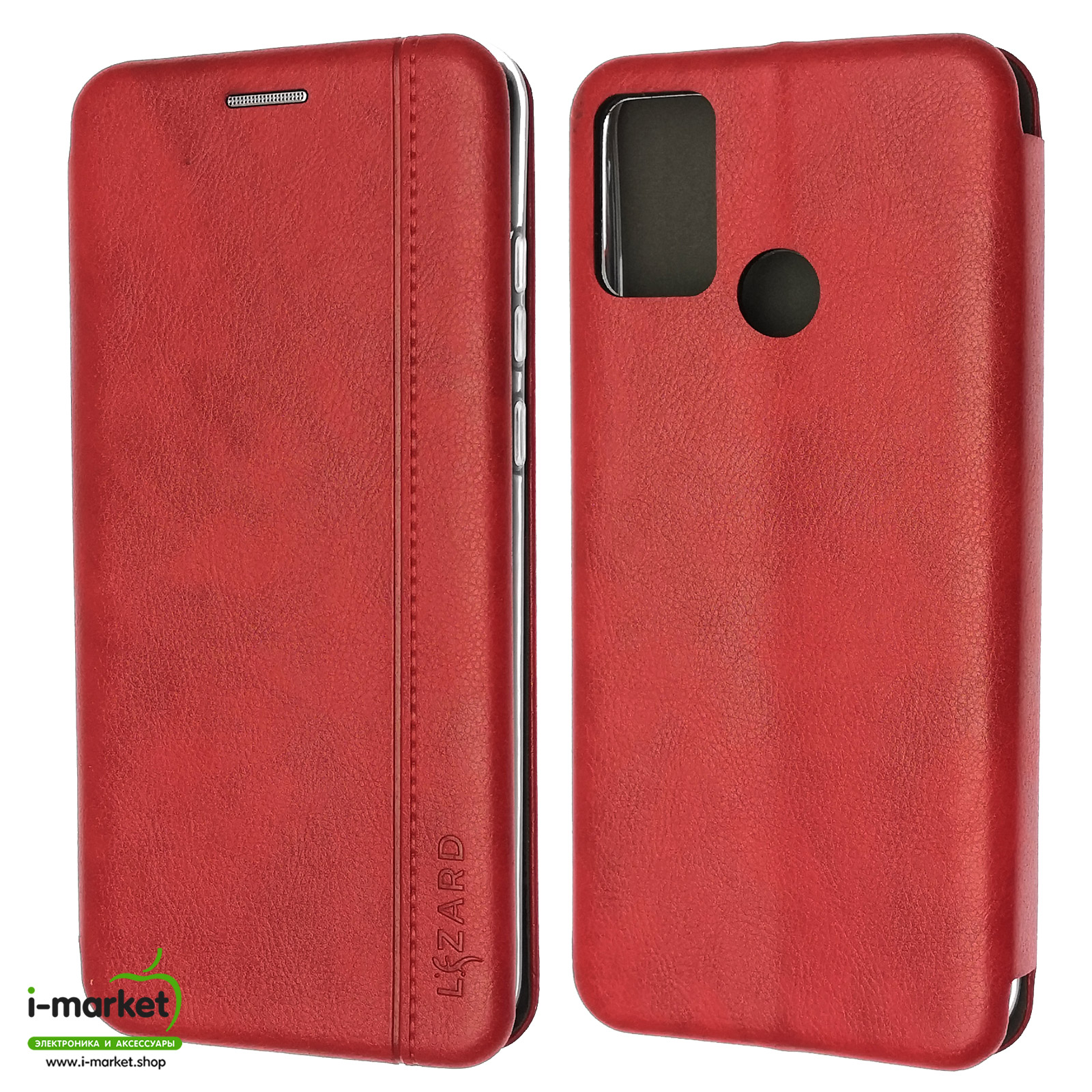 Чехол книжка LIZARD для HUAWEI Honor 9A (MOA-LX9N), экокожа, визитница, цвет красный Чехол книжка LIZARD для HUAWEI Honor 9A (MOA-LX9N), экокожа, визитница, цвет красный