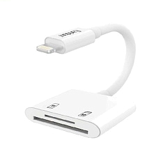 Картридер Earldom ET-OT47 Lightning 8-pin на MicroSD + SD для IPhone, iPad, цвет белый Картридер Earldom ET-OT47 Lightning 8-pin на MicroSD + SD для IPhone, iPad, цвет белый