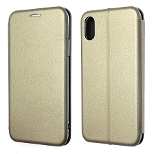 Чехол книжка для APPLE iPhone X, силикон, визитница, цвет золотистый. Чехол книжка для APPLE iPhone X, силикон, визитница, цвет золотистый.