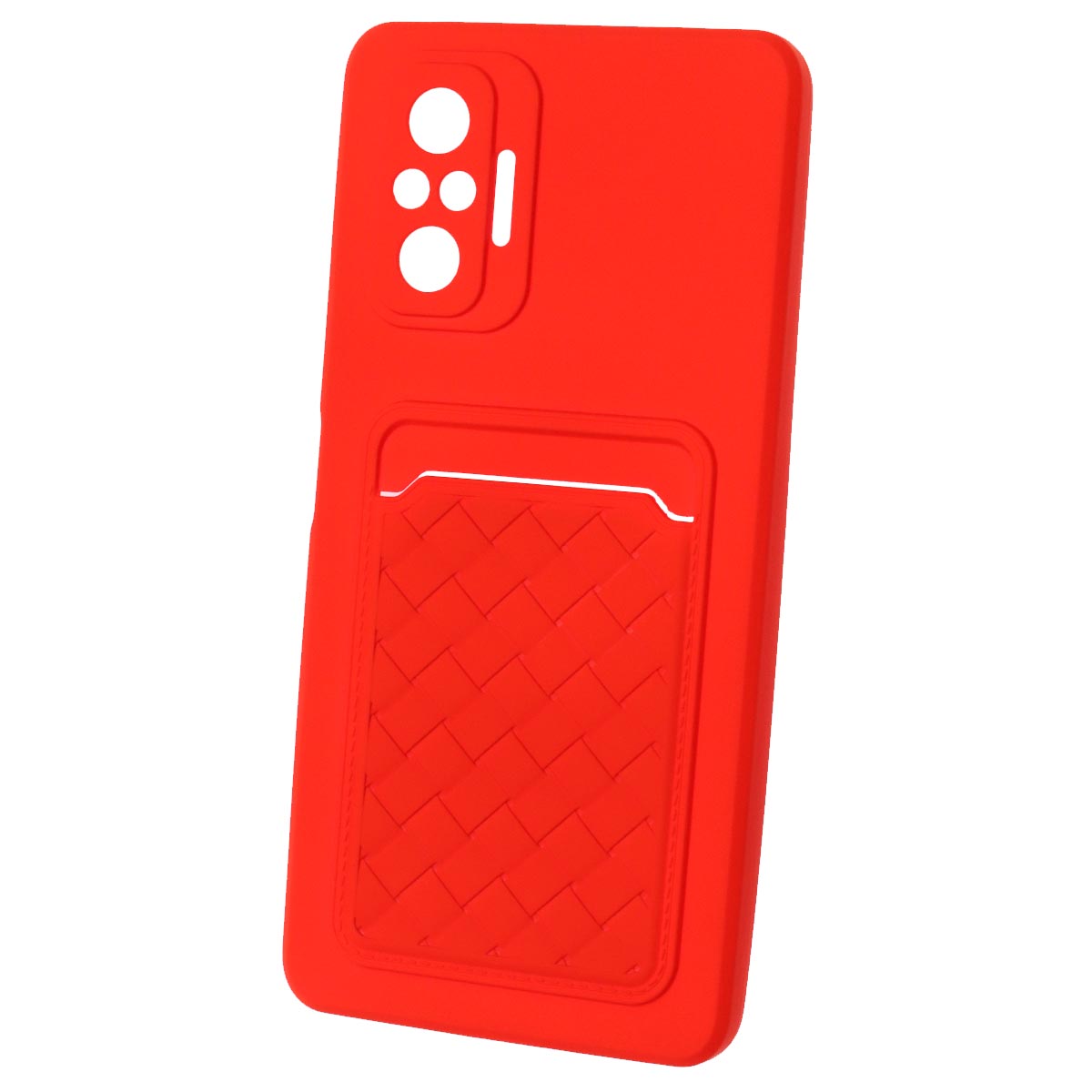 Чехол накладка CARD CASE для XIAOMI Redmi Note 10 Pro, силикон, отдел для карт, цвет красный