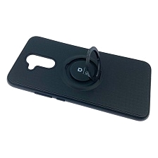 Чехол накладка iFace для HUAWEI Mate 20 Lite, силикон, металл, кольцо держатель, цвет черный.