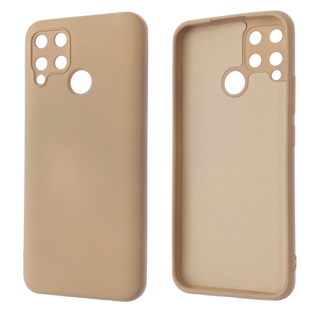 Чехол накладка NANO для Realme C15, силикон, бархат, матовый, цвет розовый песок