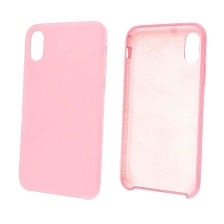 Чехол накладка Silicon Case для APPLE iPhone X, XS, силикон, бархат, цвет светло розовый. Чехол накладка Silicon Case для APPLE iPhone X, XS, силикон, бархат, цвет светло розовый.