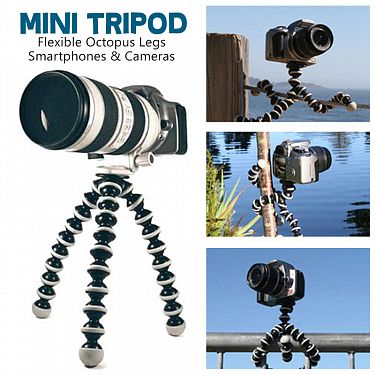 TRIPOD Z-03 Гибкий мини штатив / трипод / тренога для смартфона, фотоаппарата осьминог, высота 20-25 см, цвет черно-белый.