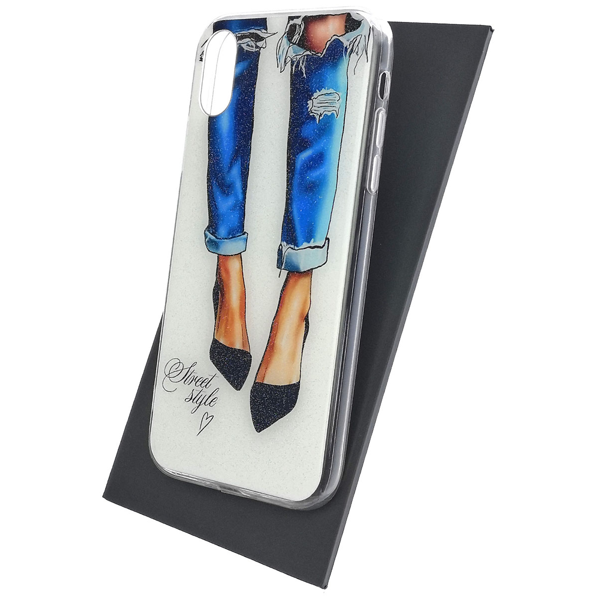 Чехол накладка для APPLE iPhone X, XS, силикон, блестки, глянцевый, рисунок Street style Чехол накладка для APPLE iPhone X, XS, силикон, блестки, глянцевый, рисунок Street style