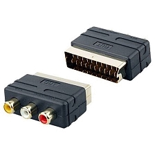Переходник SCART - 3 RCA гнездо, цвет черный Переходник SCART - 3 RCA гнездо, цвет черный
