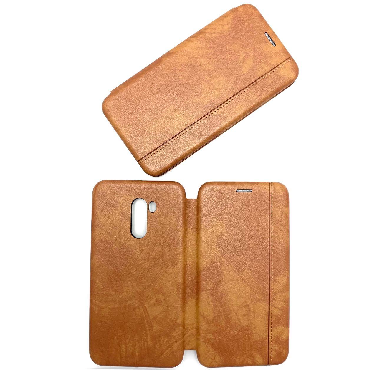 Чехол книжка VINTAGE LiNE для XIAOMI Pocophone F1, экокожа, визитница, цвет золотистый.