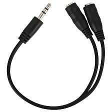 Кабель аудио переходник-разветвитель ATcom Jack 3.5 мм (M-папа) - 2 Jack 3.5 (F-мама), длина 0.10 метра, цвет черный Кабель аудио переходник-разветвитель ATcom Jack 3.5 мм (M-папа) - 2 Jack 3.5 (F-мама), длина 0.10 метра, цвет черный