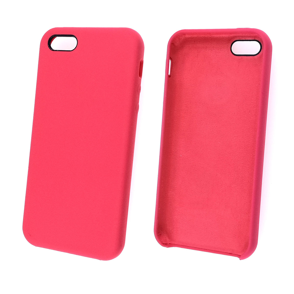 Чехол накладка Silicon Case для APPLE iPhone 5, 5S, SE, силикон, бархат, цвет красная малина. Чехол накладка Silicon Case для APPLE iPhone 5, 5S, SE, силикон, бархат, цвет красная малина.