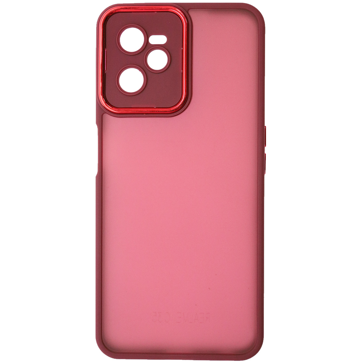 Чехол накладка KING для Realme C35, силикон, пластик, защита камеры, цвет окантовки бордовый