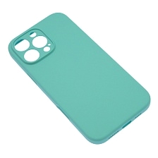 Чехол накладка Silicon Case для APPLE iPhone 16 Pro Max, защита камеры,силикон, бархат, цвет бирюзовый
