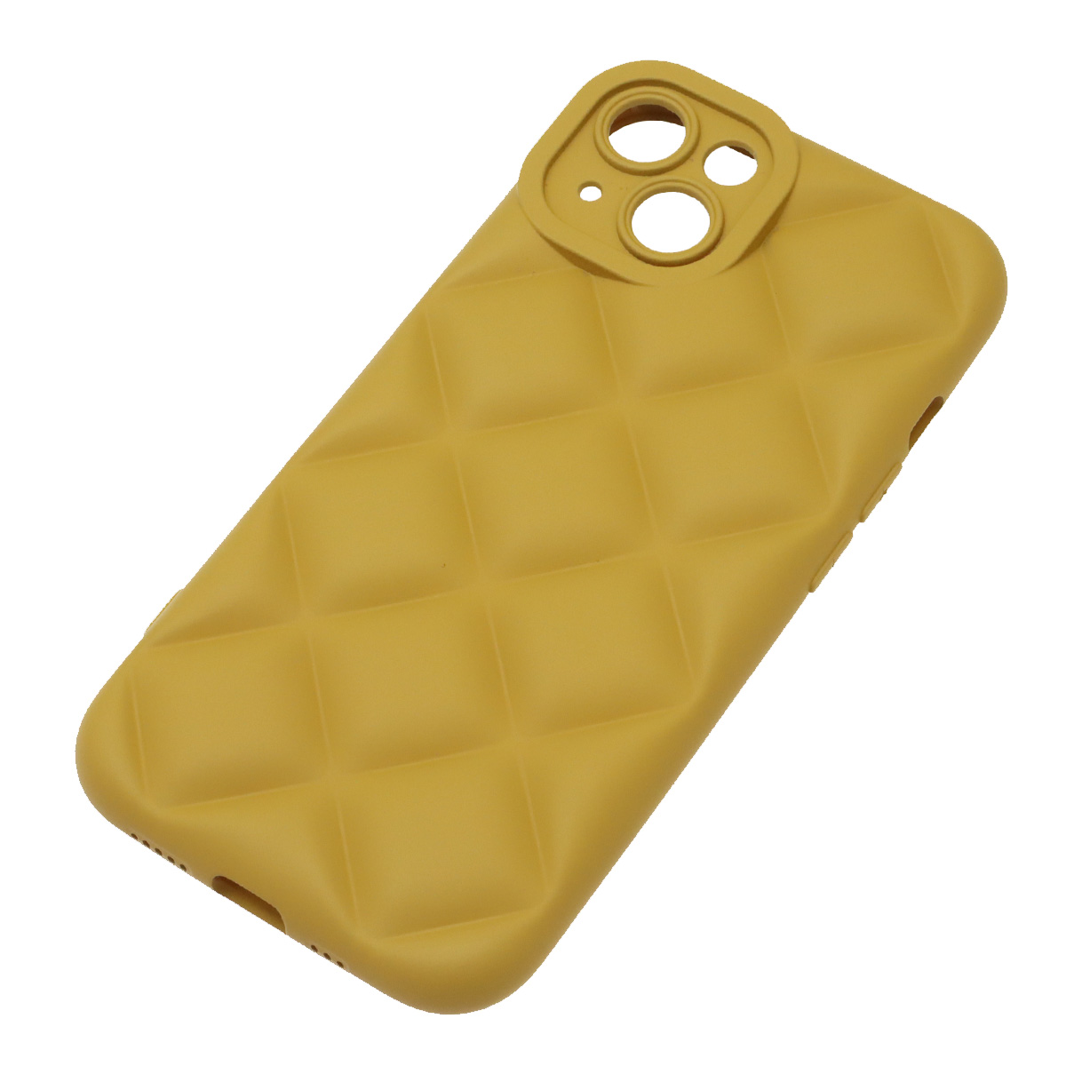 Чехол накладка для APPLE iPhone 13 (6.1"), силикон, 3D ромб, цвет горчичный Чехол накладка для APPLE iPhone 13 (6.1"), силикон, 3D ромб, цвет горчичный