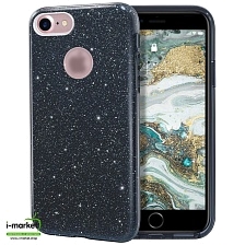 Чехол накладка Shine для APPLE iPhone 6, 6G, 6S, силикон, блестки, цвет черный