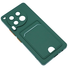Чехол накладка BUTTON для TECNO Camon 30 4G, защита камеры, силикон, отдел для карт, цвет темно зеленый