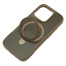 Чехол накладка Sky Armor с поддержкой MagSafe для APPLE iPhone 16 Pro, подставка, карбон, цвет коричневый