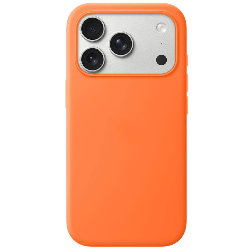 Чехол накладка Silicone Case с поддержкой MagSafe для Apple iPhone 17 Pro, L-ogo, бархатная подложка, цвет оранжевый