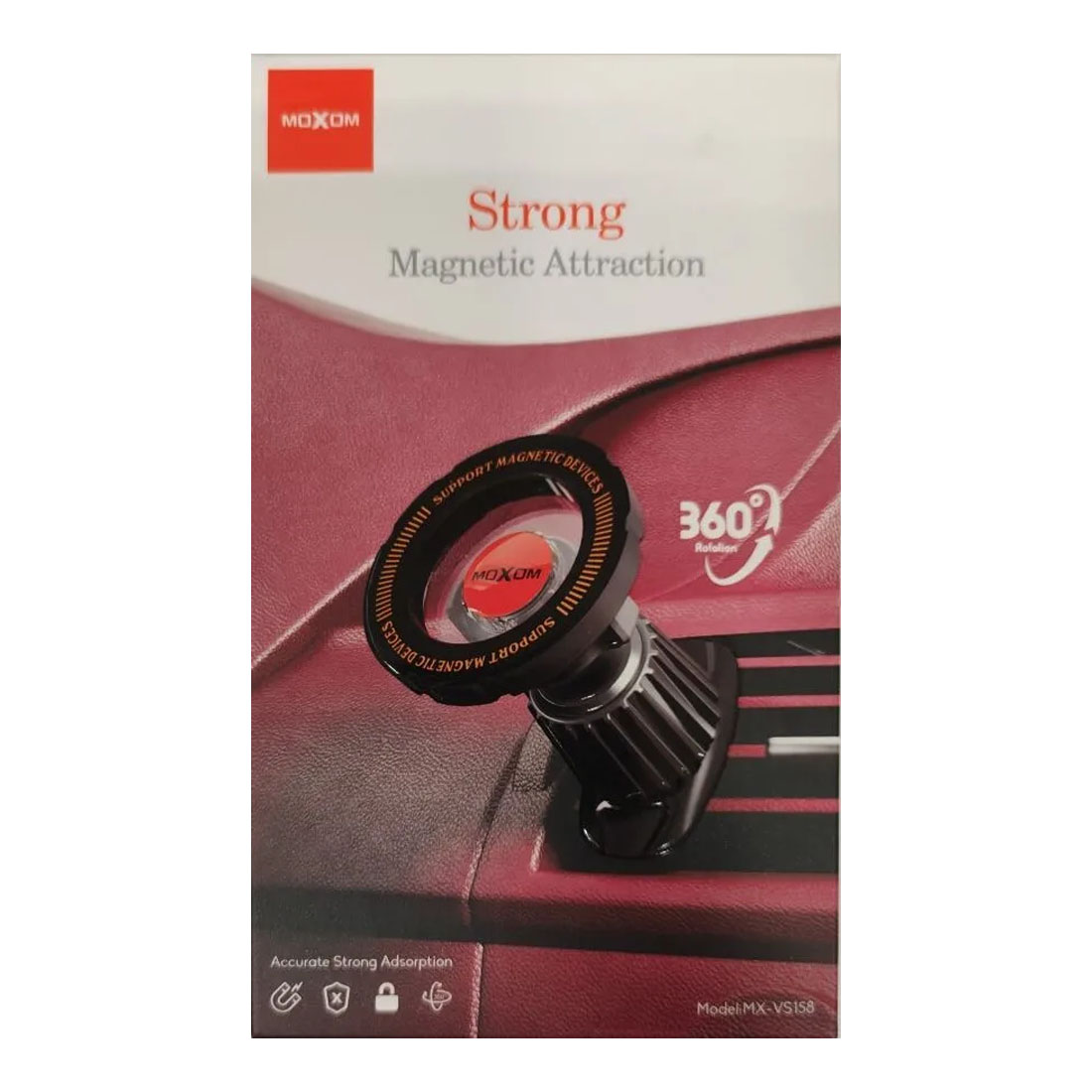 Автомобильный магнитный держатель MOXOM MX-VS158 с креплением под MagSafe для смартфона, в решетку воздуховода, цвет черный