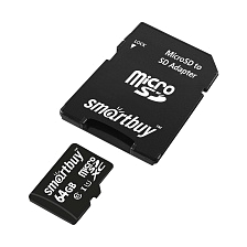 Карта памяти MicroSDXC 64GB SMARTBUY Class 10 UHS-I, SD адаптер, цвет черный Карта памяти MicroSDXC 64GB SMARTBUY Class 10 UHS-I, SD адаптер, цвет черный