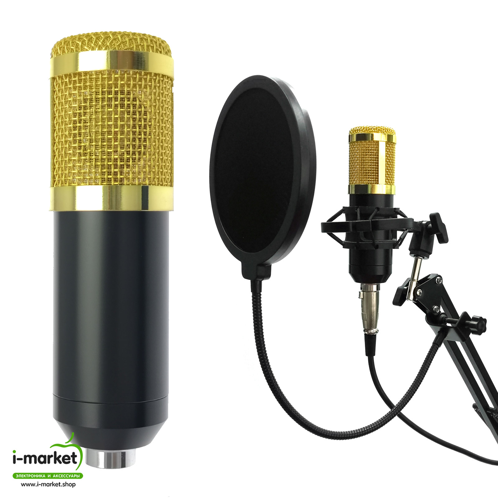 Микрофон подвесной BRF, разъем Jack 3.5, конденсаторный, цвет черный-золотистый (распродажа -70%)