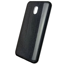 Чехол накладка для XIAOMI Redmi 8A, силикон, блестки, цвет черный.