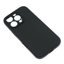 Чехол накладка Silicon Case для APPLE iPhone 16 Pro, защита камеры,силикон, бархат, цвет черный