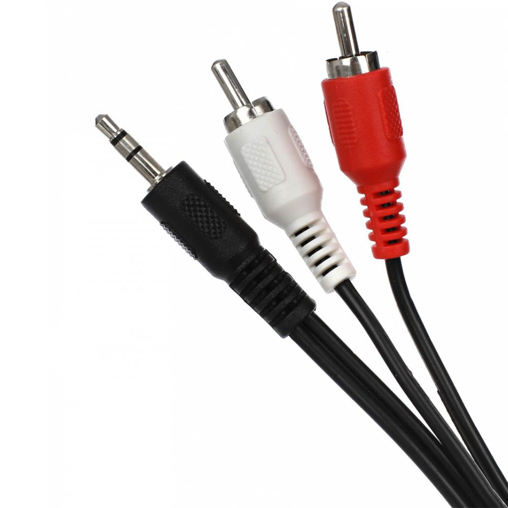 Кабель VCOM VAV7183 AUX 3.5 Jack (M) 3-pin на 2RCA (M) 1.5 метра, цвет черный