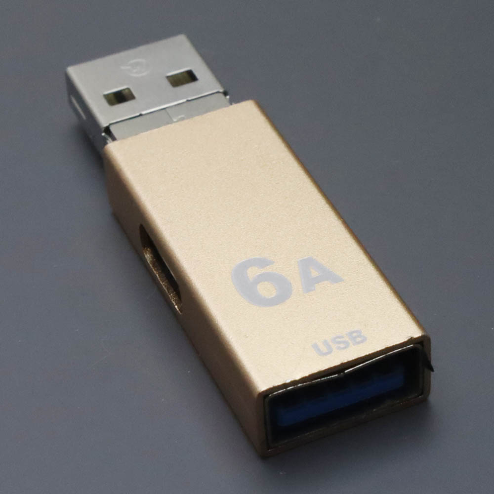 Адаптер переходник OTG GP-124, USB-Type-C 6A, быстрая зарядка (Quick Charge/PD), цвет золотистый
