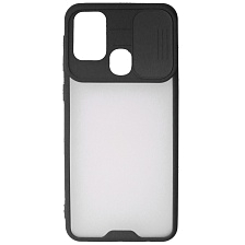 Чехол накладка LIFE TIME для SAMSUNG Galaxy M31 (SM-M315), силикон, пластик, матовый, со шторкой для защиты задней камеры, цвет окантовки черный