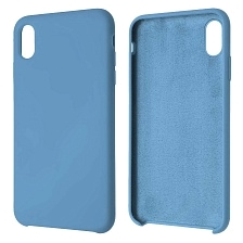Чехол накладка Silicon Case для APPLE iPhone XS MAX, силикон, бархат, цвет голубой