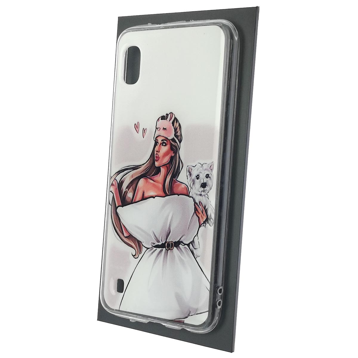 Чехол накладка для SAMSUNG Galaxy A10 (SM-A105), M10 (SM-M105), силикон, рисунок Девушка с собачкой