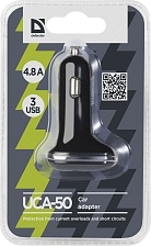 Автомобильный адаптер Defender UCA-50 3 порта USB, 5V / 4.8 A, цвет чёрный Автомобильный адаптер Defender UCA-50 3 порта USB, 5V / 4.8 A, цвет чёрный