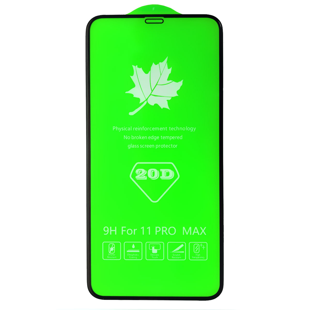 Защитное стекло 20D FULL GLUE для APPLE iPhone XS MAX, 11 Pro MAX, цвет окантовки черный