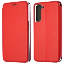 Чехол книжка STYLISH для SAMSUNG Galaxy S21 FE (SM-G990B), экокожа, визитница, цвет красный