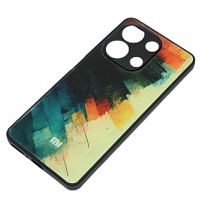 Чехол накладка для XIAOMI Redmi Note 13 4G, защита камеры, пластик, силикон, рисунок Акварельная живопись