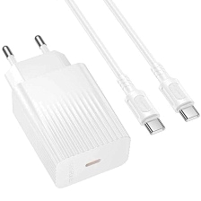 СЗУ (Сетевое зарядное устройство) BOROFONE BAS75A c кабелем USB Type C на USB Type C, 30W, длина 1 метр, цвет белый
