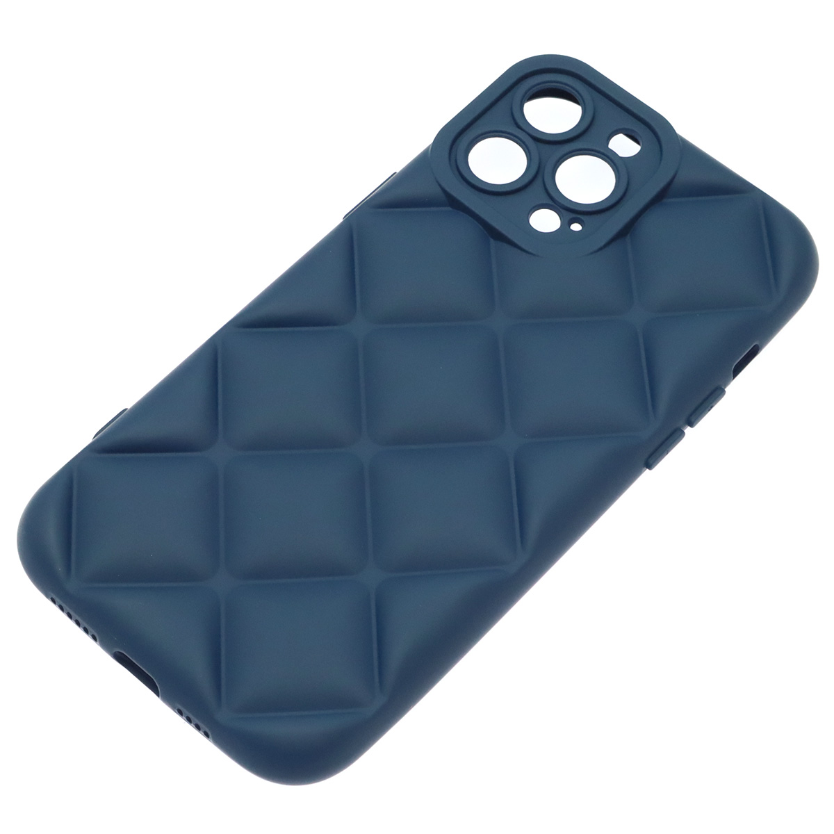 Чехол накладка для APPLE iPhone 13 Pro Max (6.7"), силикон, 3D ромб, цвет темно синий Чехол накладка для APPLE iPhone 13 Pro Max (6.7"), силикон, 3D ромб, цвет темно синий