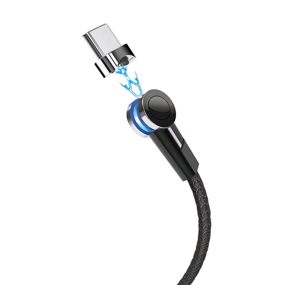 Магнитный зарядный кабель HOCO S8 Magnetic, длина 1,2 метра, с магнитной насадкой USB Type-C, цвет черный