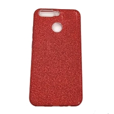 Чехол накладка для HUAWEI Honor 6C Pro, силикон, блестки, цвет красный
