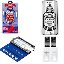 Комплект (Защитное стекло 2 шт. с аппликатором 1 шт.) REMAX GL-28 для APPLE iPhone 13, iPhone 13 Pro, iPhone 14, iPhone 16e, iPhone 17e, цвет окантовки черный