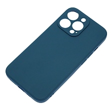 Чехол накладка для APPLE iPhone 13 Pro, силикон, бархат, цвет темно синий Чехол накладка для APPLE iPhone 13 Pro, силикон, бархат, цвет темно синий