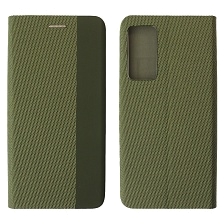Чехол книжка MESH для XIAOMI 12, 12X, текстиль, силикон, бархат, визитница, цвет зеленый