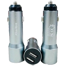 Удлиненное АЗУ (Автомобильное зарядное устройство) Afkas-Nova AF44, 2 USB, цвет графитовый