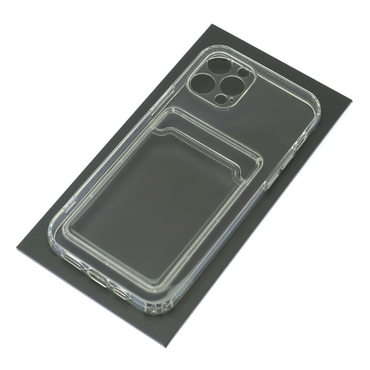 Чехол накладка CARD CASE для APPLE iPhone 12 Pro (6.1"), силикон, отдел для карт, цвет прозрачный