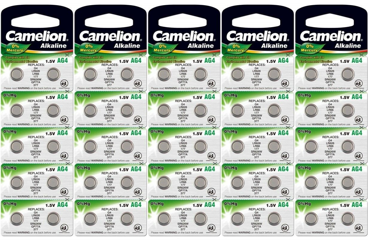 Батарейка CAMELION AG4 LR626 377 (377A) 376 G4A LR66 L626 GP7, алкалиновая